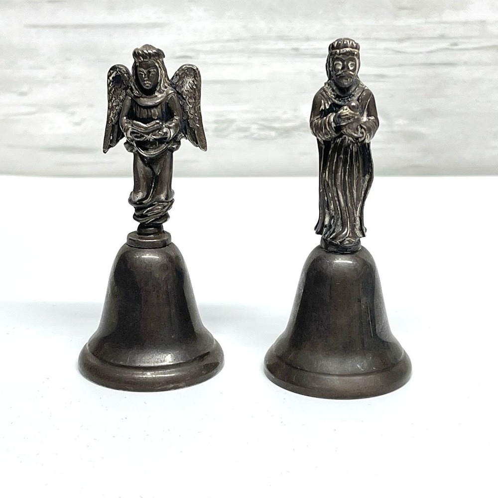 Reed & Barton Nativity Bells Wise Man And Angel Silverplate Christmas Set 1980s